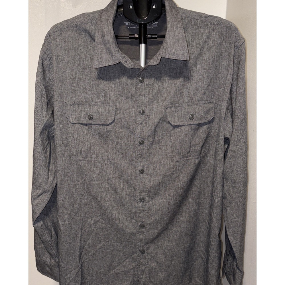 Croft & Barrow Quick Dry Shirt Men's XL Gray Roll Tab Long Sleeve Button Up